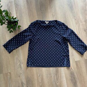 Lila Rose Navy Anchor Pattern Cropped Blouse